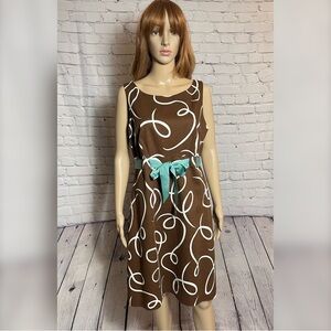 Jessica Howard Sleeveless Brown With Ribbon Tie Dress Size 12